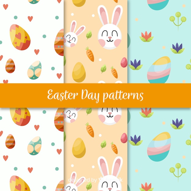 Flat easter pattern collection