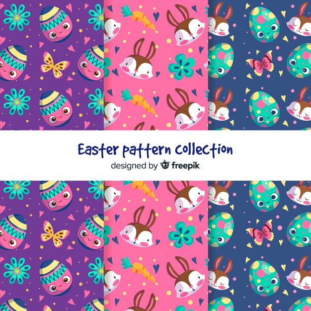 Flat easter pattern collection