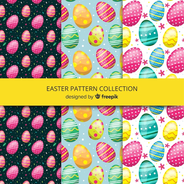 Flat easter pattern collection