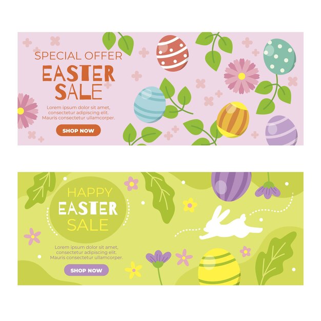 Flat easter sale banner