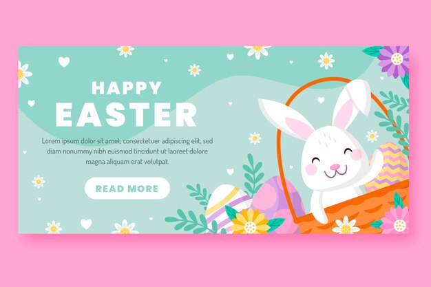 Flat easter sale horizontal banner template