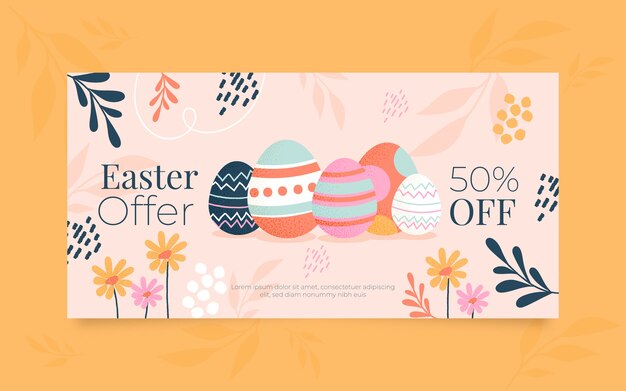 Flat easter sale horizontal banner template