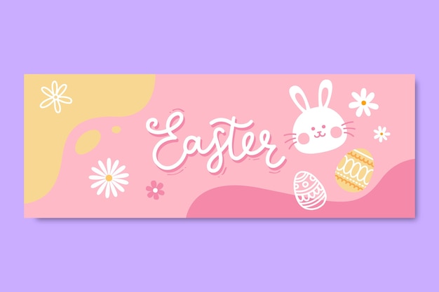 Flat easter sale horizontal banner template