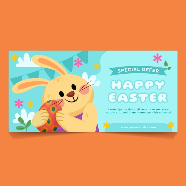 Flat easter sale horizontal banner template