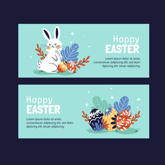 Flat easter sale horizontal banners set