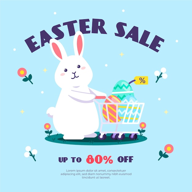 Flat easter sale illustration