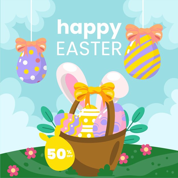 Flat easter sale illustration