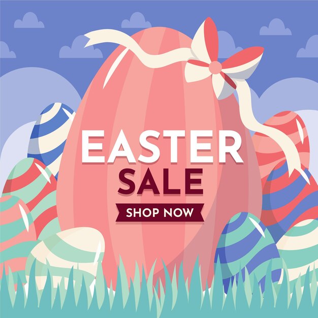 Flat easter sale illustration