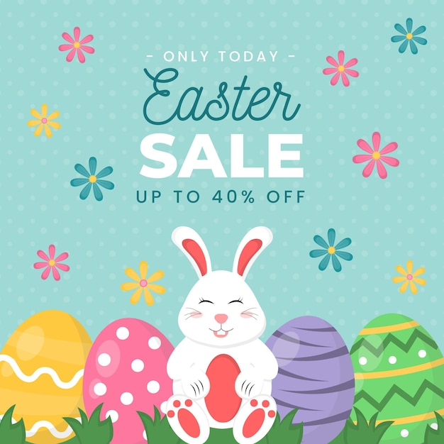 Flat easter sale illustration