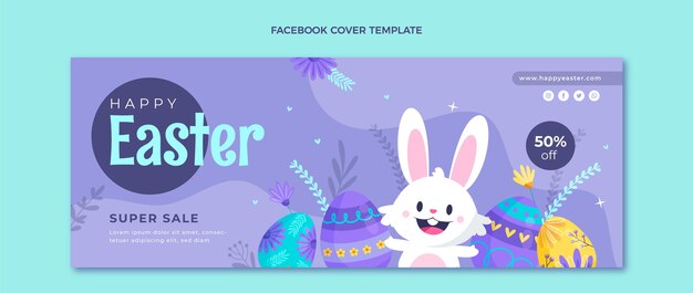 Flat easter social media cover template