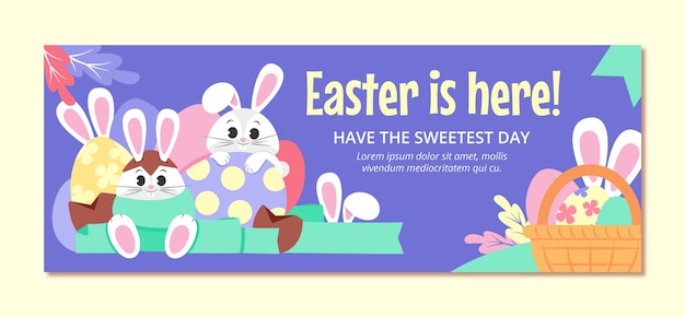 Flat easter social media cover template