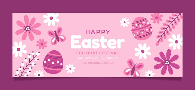 Flat easter social media cover template