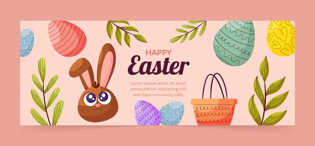 Flat easter social media cover template