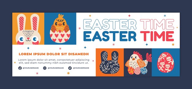 Flat easter social media cover template