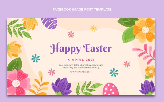 Flat easter social media post template