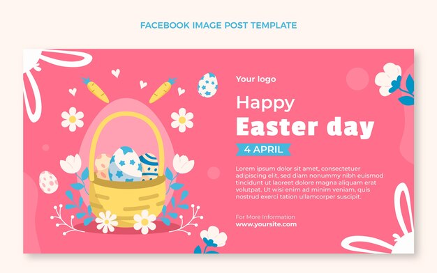 Flat easter social media post template