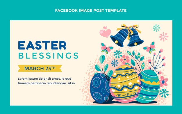 Flat easter social media post template