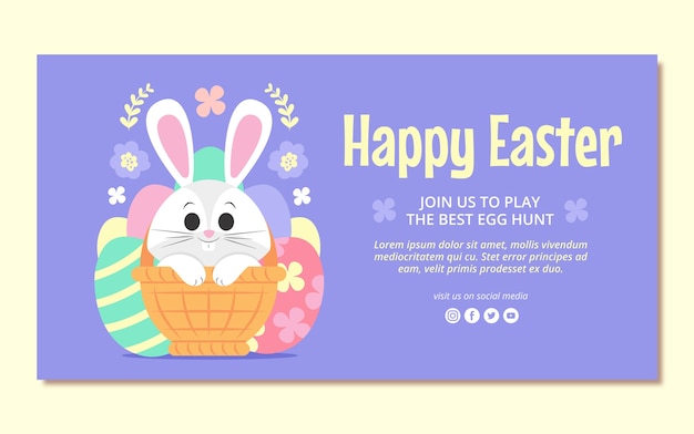 Flat easter social media post template