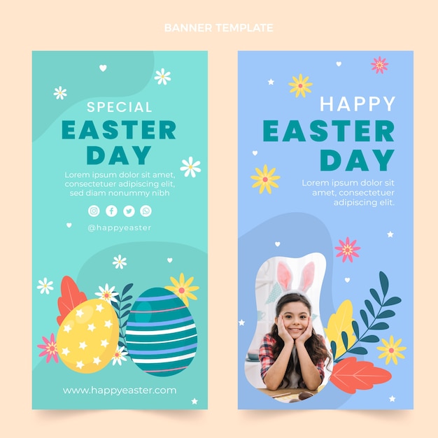 Flat easter vertical banners set