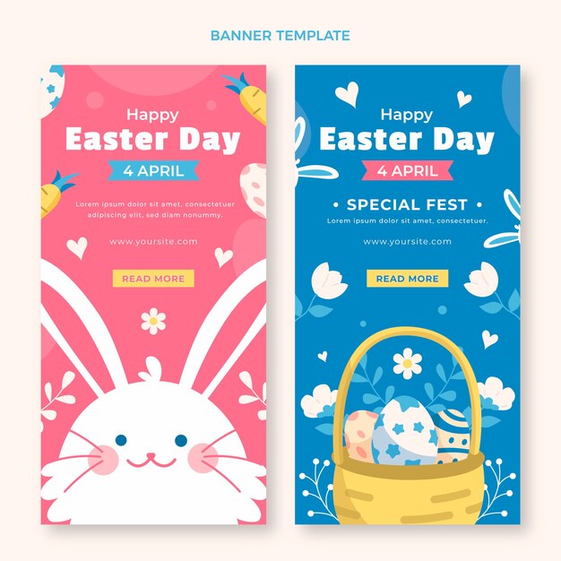 Flat easter vertical banners set