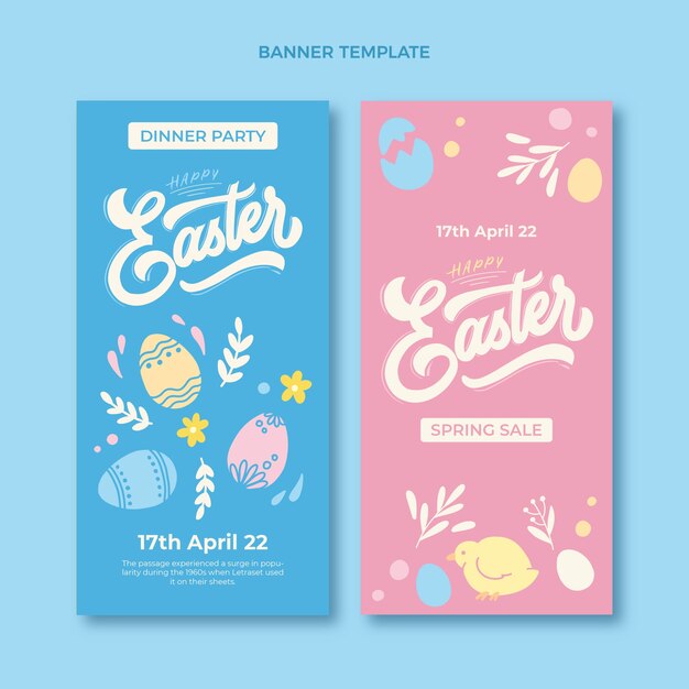 Flat easter vertical banners set