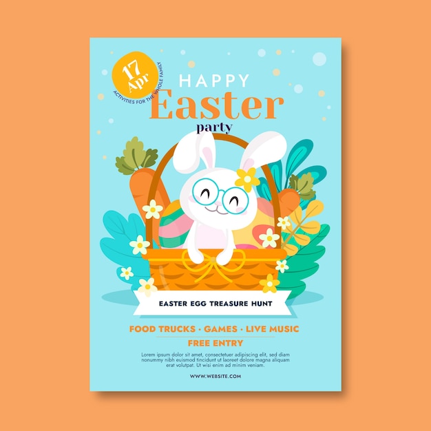 Flat easter vertical poster template