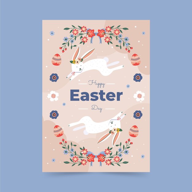 Flat easter vertical poster template