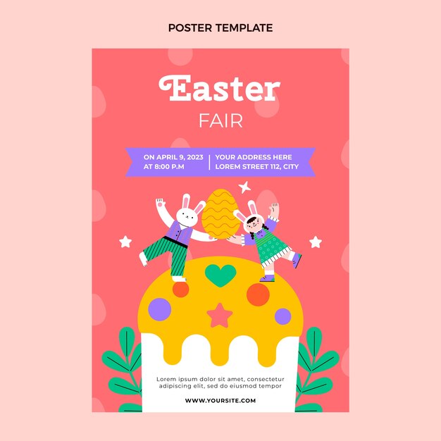 Flat easter vertical poster template