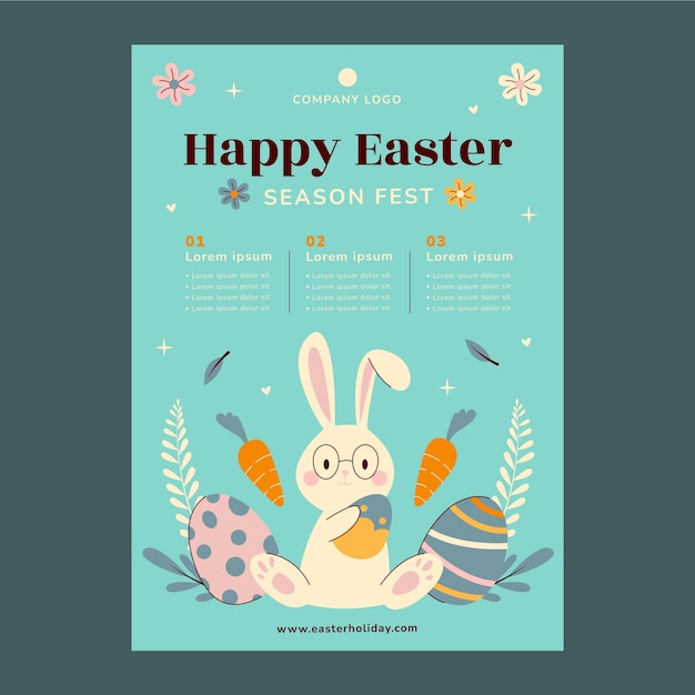 Flat easter vertical poster template