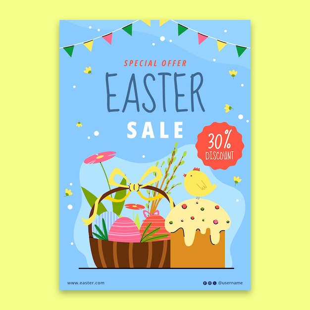 Free vector flat easter vertical poster template