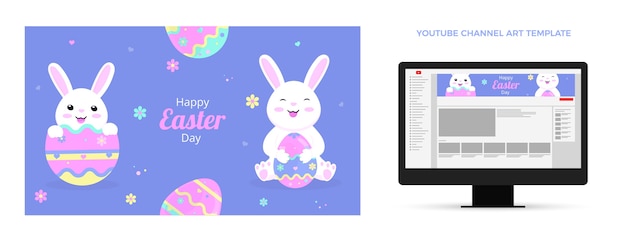 Free Vector flat easter youtube channel art