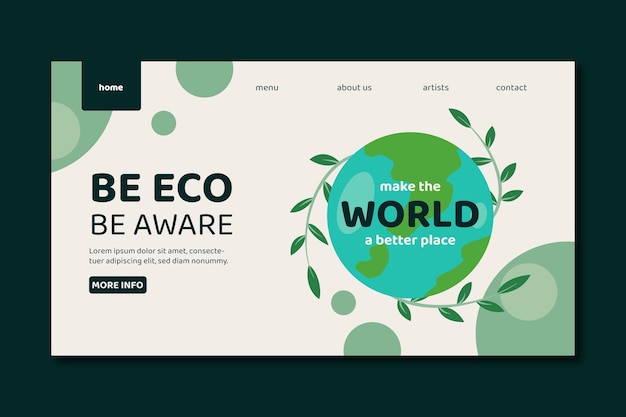 Flat ecology and environmental conservation landing page template