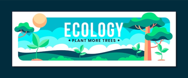 Flat ecology and environmental conservation twitter header template