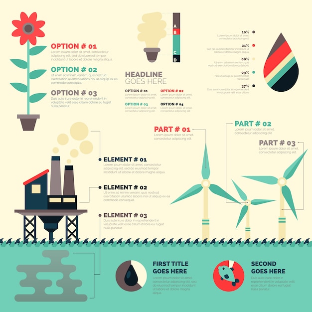 Free Vector flat ecology infographic with retro colors