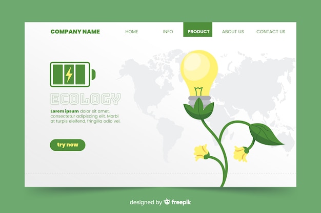 Free Vector flat ecology landing page template