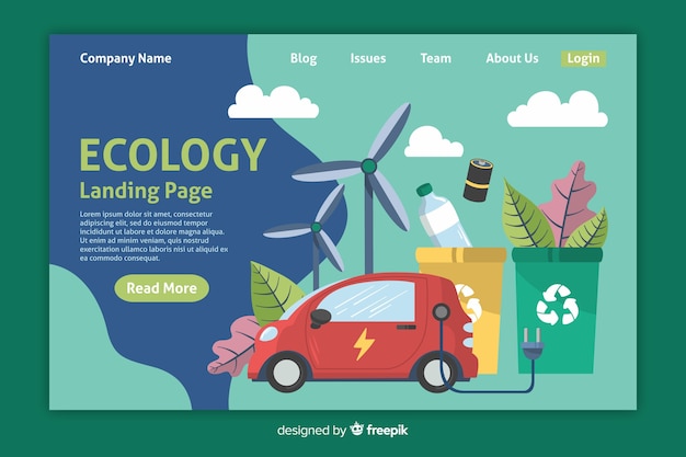 Free Vector flat ecology landing page template