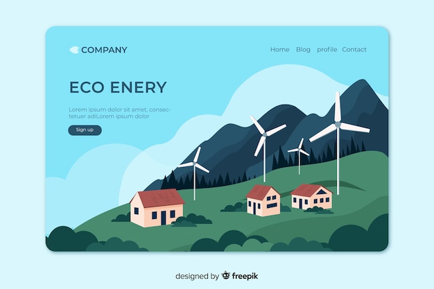 Free Vector flat ecology landing page template