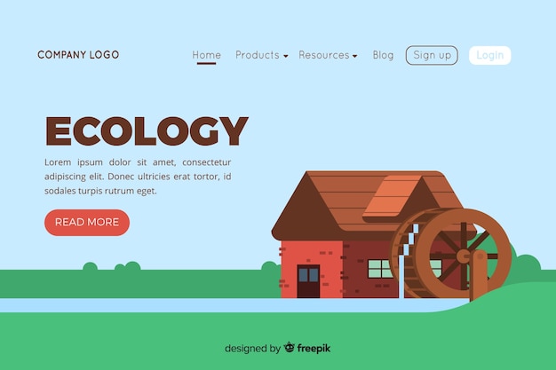 Free Vector flat ecology landing page template