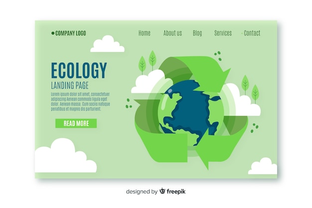 Flat ecology landing page template