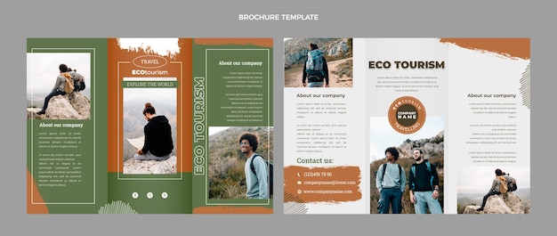 Flat ecotourism brochure template