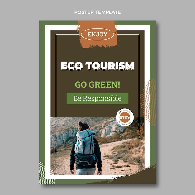 Free Vector flat ecotourism vertical poster template