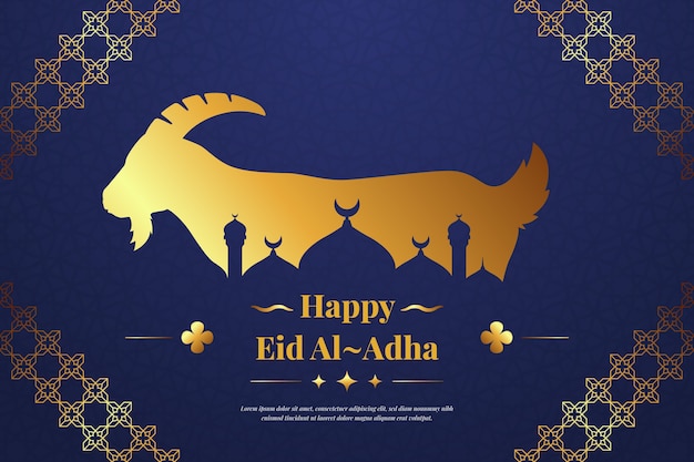 Free Vector flat eid al-adha background with golden goat shape