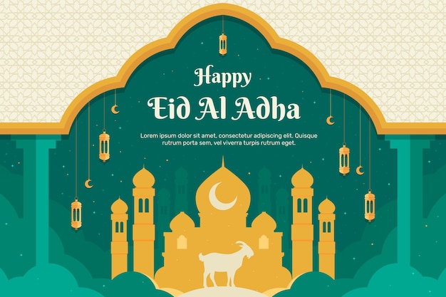 Flat eid al-adha background with palace