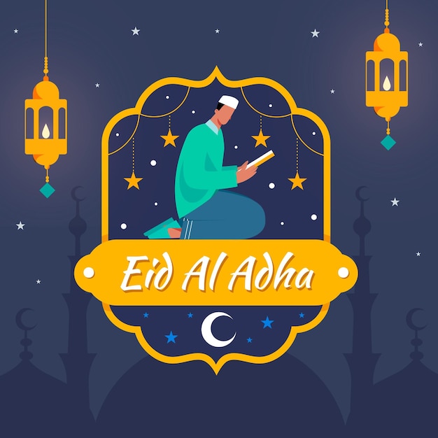 Flat eid al-adha celebration illustration