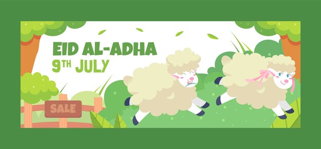 Flat eid al-adha social media cover template