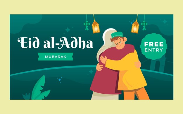 Flat eid al-adha social media promo template