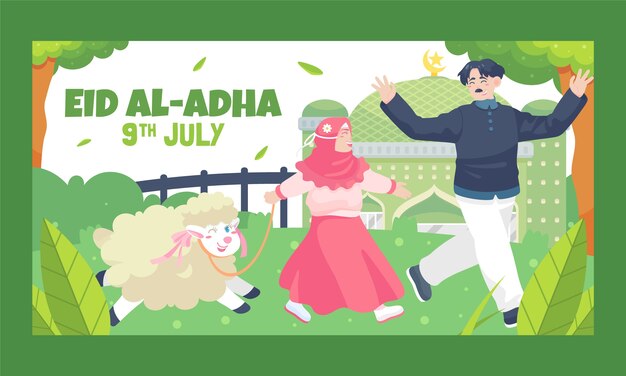 Flat eid al-adha social media promo template