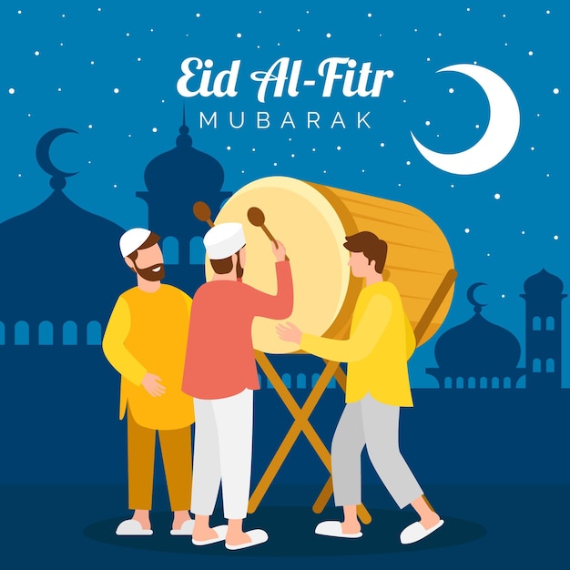 Free vector flat eid al-fitr - eid mubarak illustration