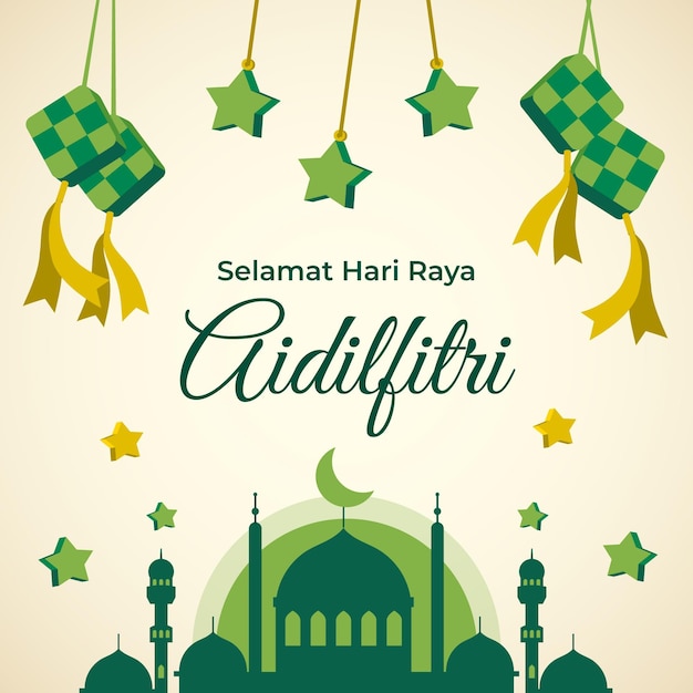 Flat eid al-fitr - hari raya aidilfitri illustration