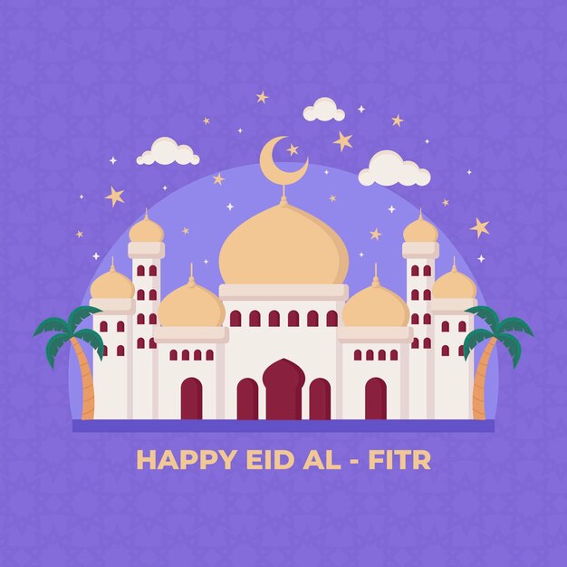 Flat eid al-fitr illustration